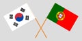 Portugal and South Korea. The Portuguese and Korean flags. Official colors. Correct proportion. Vector
