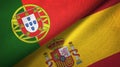 Portugal and Spain two flags textile cloth, fabric texture