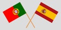 Portugal and Spain. The Portuguese and Spanish flags. Official colors. Correct proportion. Vector