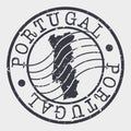 Portugal Stamp Postal. Map Silhouette Seal. Passport Round Design. Vector Icon. Design Retro Travel.