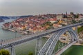 Portugal Traveling. Porto Cityscape at Daytime with Dom Luis I Bridge in Foregounrd in Portugal