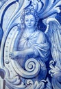 Portugal. Typical blue and white `azulejo` tiles depicting an angel. Royalty Free Stock Photo