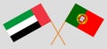 Portugal and United Arab Emirates. The Portuguese and UAE flags. Official colors. Correct proportion. Vector
