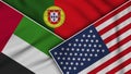 Portugal United States of America United Arab Emirates Flags Together Fabric Texture Illustration