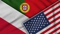 Portugal United States of America Poland Flags Together Fabric Texture Illustration