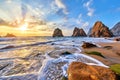 Portugal Ursa Beach sunset at Atlantic ocean Royalty Free Stock Photo