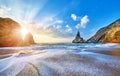 Portugal Ursa Beach sunset at Atlantic ocean Royalty Free Stock Photo