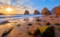 Portugal Ursa Beach sunset at Atlantic ocean Royalty Free Stock Photo