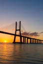 Portugal, Vasco Da Gama Bridge, Lisbon. Sunrise Royalty Free Stock Photo