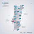 Portugal vector map with infographic elements, pointer marks
