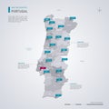 Portugal vector map with infographic elements, pointer marks Royalty Free Stock Photo