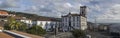 Portugal, VILA FRANCA DO CAMPO, Sao Miguel, Azores, December 28, 2018: Panoramic view on main square in the center of