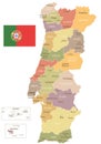 Portugal - vintage map and flag - illustration