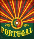 Portugal vintage old poster with Portuguese flag colors