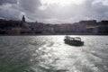 Portugalete with boat transporting people Royalty Free Stock Photo