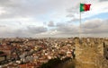 Portugese flag on top of the castle