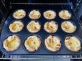 Portugese pastries - pasteis de nata fresh from the oven. Delicious home made cuisine that is typical for the Lisbon