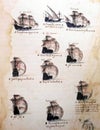 Portugese sailing ships on 16th century manuscript