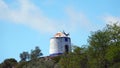 Portugese windmill at fortified medieval town Obidos in Portugal