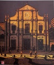 Portuguese Architecture Macau China Scenery Macao St Domingos Square Church Xue Yihan Printmaking Macao Splendour Woodblock Prints