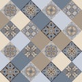 Portuguese azulejo ceramic tile seamless pattern. Mediterranean traditional ornament.