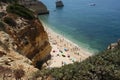 Portugal Beach with People and Umbrellas