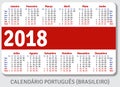 Portuguese Brazilian pocket calendar for 2018