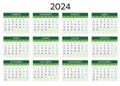 2024 portuguese calendar. Simple vector template illustration for Portugal. Horizontal