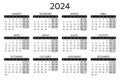 2024 portuguese calendar. Simple vector template illustration for Portugal. Horizontal