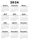 2024 PORTUGUESE calendar, vertical. Simple vector template illustration for Portugal in black color