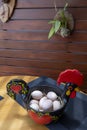 Portuguese ceramics, Barcelos cock, rooster, on a table, Galo de Barcelos Royalty Free Stock Photo