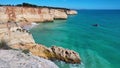 Portuguese coast in Benagil, Algarve, Portugal. Seven Hangging Valleys Trail.