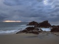 Portuguese coast at dusk before storm