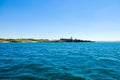 Water View - Fortress at Carcavelos Beach, Outskirts of Lisbon, Portuguese Flag