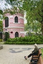 Portuguese colonial architecture and garden in macau china Royalty Free Stock Photo