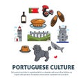 Portuguese culture with symbols of Portugal and text sample