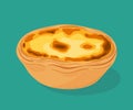 Portuguese custard tart - pastel de nata. Traditional portuguese pastry. Vector hand drawn illustration.