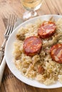 Portuguese dish duck rice on white plate Royalty Free Stock Photo