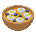 Portuguese egg soup icon isometric vector. Cod food