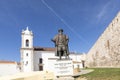 Portuguese explorer Vasco da Gama statue in front of the church in Sines. Alentejo, Portugal Royalty Free Stock Photo