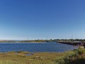 Portuguese Families enjoying a Sunday afternoon on some of the small islands off the Algarve Coast near to Faro.