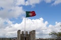 Portuguese flag at Castelo de Sao Jorge (Portugal) Royalty Free Stock Photo