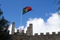 Portuguese flag at Castelo de Sao Jorge (Portugal) Royalty Free Stock Photo