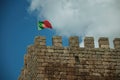 Portuguese flag fluttering on top of tower from Castle Royalty Free Stock Photo