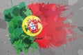 Portuguese flag. Portugal flag on vintage wall. Royalty Free Stock Photo