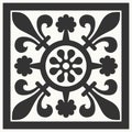 Portuguese floor ceramic tiles azulejo design, mediterranean pattern black and white