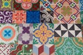 Portuguese glazed tiles handmade floor tile Royalty Free Stock Photo
