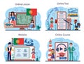 Portuguese language learning online service or platform set. Language school Royalty Free Stock Photo