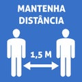 Portuguese language social distancing sign