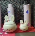 Portuguese Macau Starbucks Souvenir Ceramic Rabbit Sculpture Blue White Delft Graphic Design Bunny Coffee Mug China Porcelain